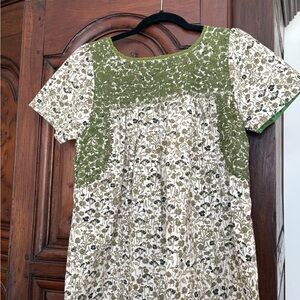Floral Green and Cream Women's Top